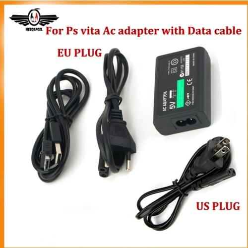 5PCS/Lot EU/US/UK Plug For Sony PS Vita PSV AC Power Adapter Supply Convert Charger + USB Data Cable