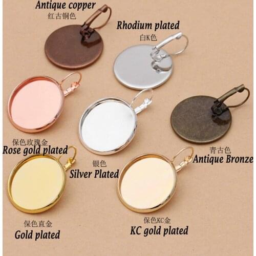 500pcs 8mm 10mm 12mm 14mm 16mm 18mm 20mm 25mm bezel blank jewelry earring base cabochon settings leverback earrings hooks