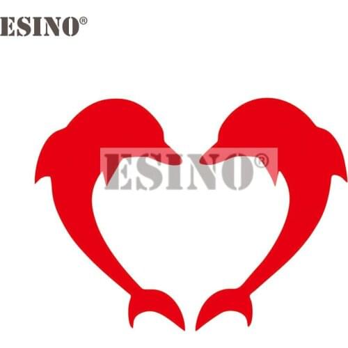 Car Styling Funny Creative Twin Love Heart Dolphin Car Decorative Decal Cartoon PVC 3D Carving Car Body Sticker Pattern Vinyl