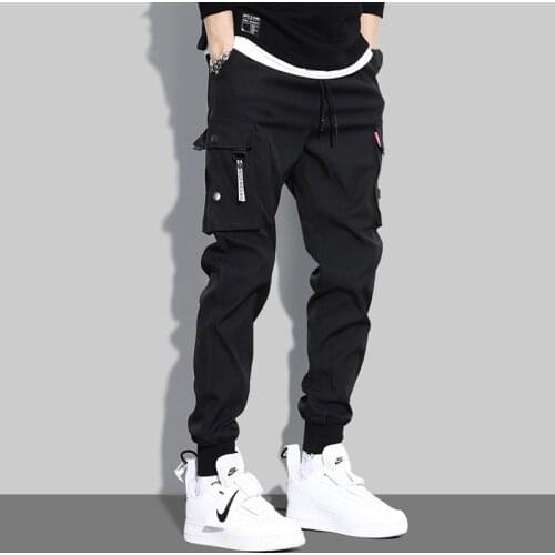 Fashion Casual Pants Men Hip Hop Joggers Clothing England Style Black Pencil Cargo Pants for Male Japanese Streetwear Polyester