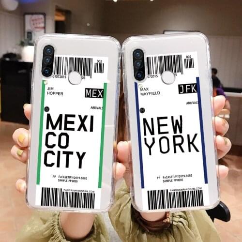 Hot ins ravel Label Country Phone Case For For huawei honor 8X 9X pro 10 20 nova 3 3e 3i 4 4e 5 Flight Ticket Letter back cover