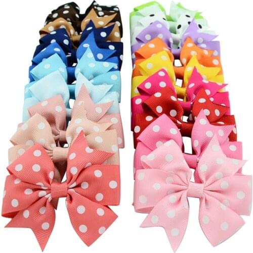 Dot 3 inch Children Grosgrain Ribbon Bows WITH Clip Boutique Bows DIY Hair Accessorises For Baby Girls 592
