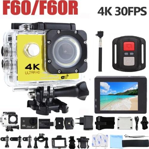 F60 F60R 4K Wifi Action Camera 16MP 170D Wide Angle Sport DV 30M Go Waterproof Pro Extreme Sports Video Bike Helmet Cam Mini DVR