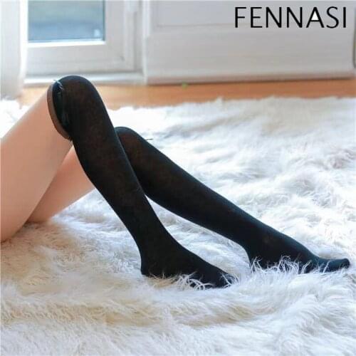 Fennasi Womens Spring And Summer Lace Knee-Length Socks Female Lolita Sexy Stockings