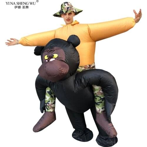 Hot Sale Adult Gorilla Inflatable Costumes Halloween Purim Party Air Blown Ride On Gorilla Suits Carnival Animal Party Clothes
