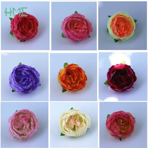 5Pcs/bag 10x7cm Peony Flower Head Silk Artificial Flower Wedding Decoration DIY Garland Craft Flower