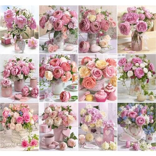 AZQSD Adult Pictures By Numbers Flowers Acrylic Paint Handpainted Gift DIY 40x50cm Painting By Numbers Vase Home Decoration