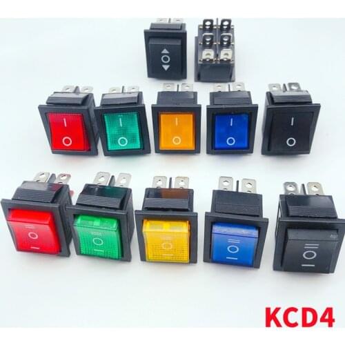 KCD4 Rocker Switch Power Switch 2 position/ 3 position 6 Pins Electrical equipment With Light Switch 16A 250VAC/ 20A 125VAC 1PCS