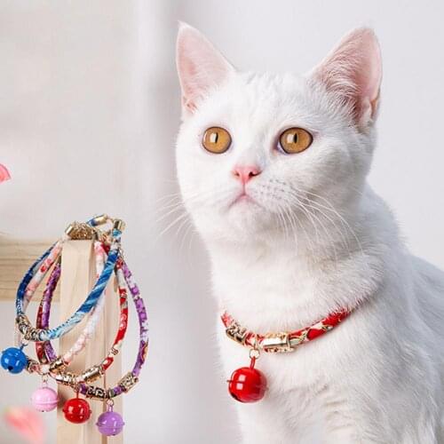 Cat Bells Retro Style Shrinkable Japanese Style Elastic Band Bells Cat Collars Pet Supplies with Multiple Color Options 1pc