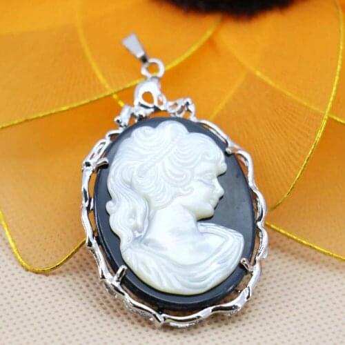 L051 Hot Sale! Fashion abalone seashells crafts head portrait pendant accessories,Fit beautiful women jewelry DIY making
