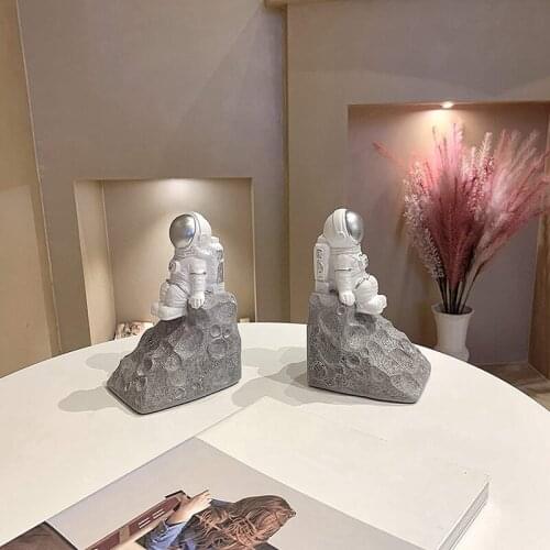 LBER Astronaut Silver Decorative Bookend Book Holders Modern Bookends for Heavy Books Holder Gift for Men and Women Kids