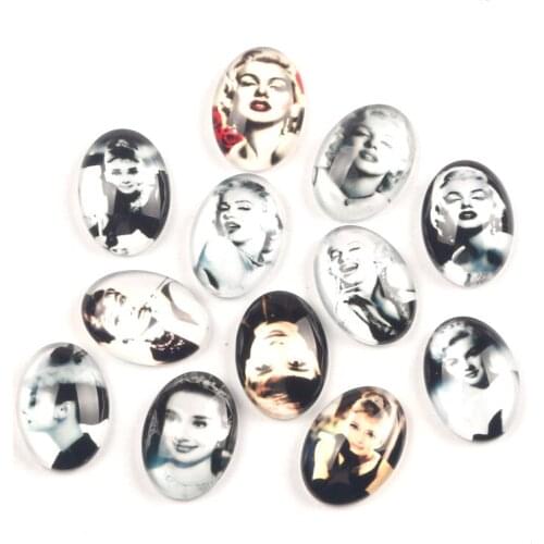 LF 20Pcs Glass Oval Girl 13x18mm Decoration Crafts Flatback Cabochon Embellishments For Scrapbooking Kawaii Cute Diy Accessories