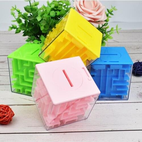 Small Piggy Bank Money Storage Box Kids Maze Magic Cube Anti Stress Toy Home Decor Puzzle Maze Children Educational Tool