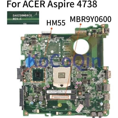 MBR9Y0600 For ACER Aspire 4738 4738G 4738Z 4738ZG DA0ZQ9MB6C0 HM55 Laptop motherboard PGA989 Mainboard DDR3