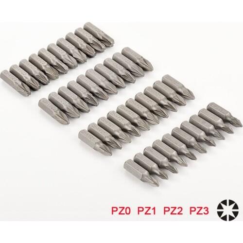 10pcs Pozi Electric Screwdriver Bit Set 1/4 Inch 6.35mm Hex Shank 25mm Anti Slip PZ0 PZ1 PZ2 PZ3 Pozidriv Bits