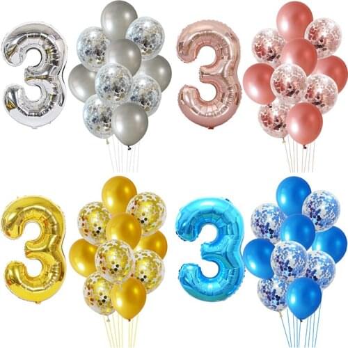 Birthday Party Decoration Confetti Balloons Set 0-9 Number Foil Balls Baby Shower Arch Backdrop Photography Party Supply Globos