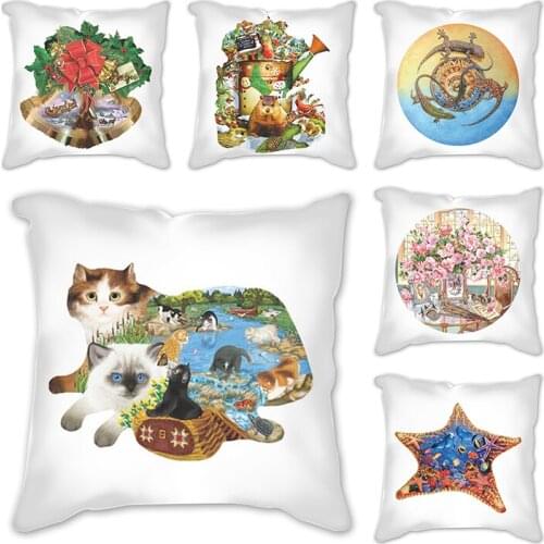Cushion Cover 45x45 Polyester Christmas Printed Pillowcase Decorative luxury sofa cover Cushions Home Decor Pillowcover