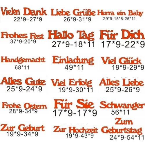 German Words&Phrases Die Cuts For Card Making Various German Word&Phrases dies scrapbooking metal cutting dies new 2019