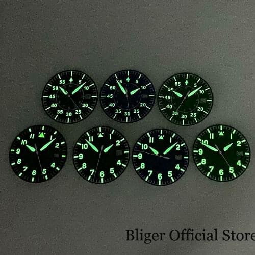 Nologo 33.6mm Steel Super Luminous Watch Dial fit NH35A Date Window Display Hand Needles Set