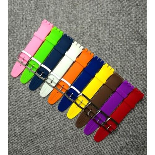 Newest! for Swatch Swatch Suow701 colorful silicone strap 17 19mm stainless steel buckle watch accessories