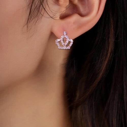 Earrings Mosaic CZ Zircon Crown Star Stud Earrings For Women Oorbellen Brincos Pendientes