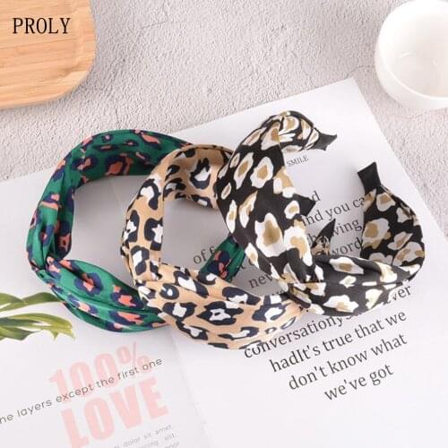 PROLY New Fashion Women Headband Wide Side Bohemia Leopard Hairband For Adult Middle Cross knot Casual Hair Accessories