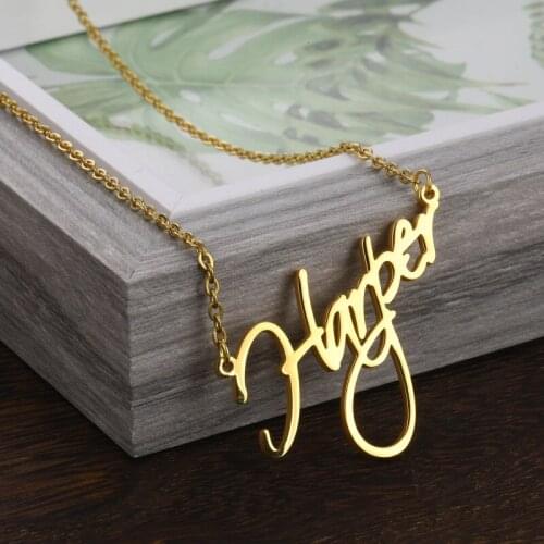 Custom Handwriting Name Necklace Stainless Steel Nameplate Pendant Chokers for Women Customization Jewelry Charm Bridesmaid Gift