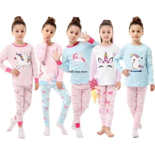 Toddler Girls Pajama Cotton Soft Children Clothes Comfortable Baby Homewear Casual Kids Sleepwear Round Neck Teenager Outfits