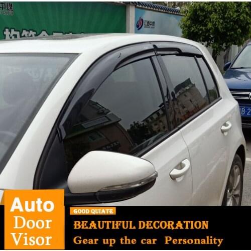 For Fit Volkswagen Golf 6 Window Visor Plastic Vent Shades Sun Rain Deflector Guard 4PCS/SET For 2010/11/12/2013 MK6 Door Visor