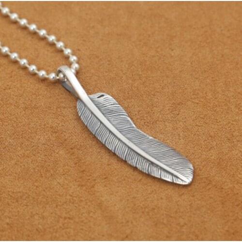 Real Silver feather Pendant women Girl Thai Silver Light Feather Pendant Jewelry Gift