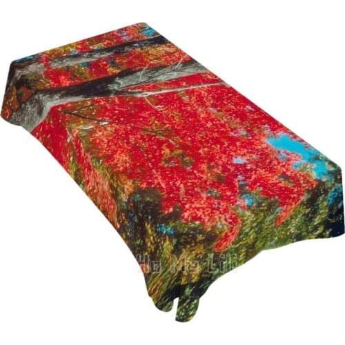 Rectangle Table Cloths Autumn Maple Leafs Red For Dining Bbq Picnic Coffee Table