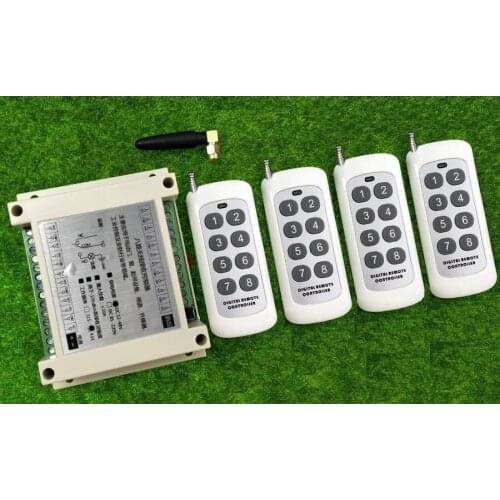 DC 12V 24V 36V 48V 8 Channel 8 CH 10A Relay RF Wireless Remote Control Lighting Switch With White Remote Control
