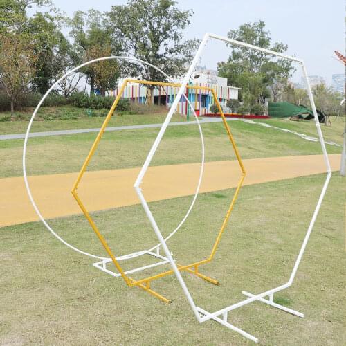 Circle Wedding Props Birthday Decor Wrought Iron Round Ring Arch Backdrop Round Arch Lawn Artificial Flower Row Stand Wall Shelf