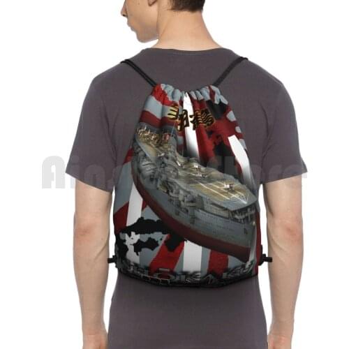 " Shokaku " Carrier Backpack Drawstring Bag Riding Climbing Gym Bag Idea Ships Warships Japan Online Games Computer Games