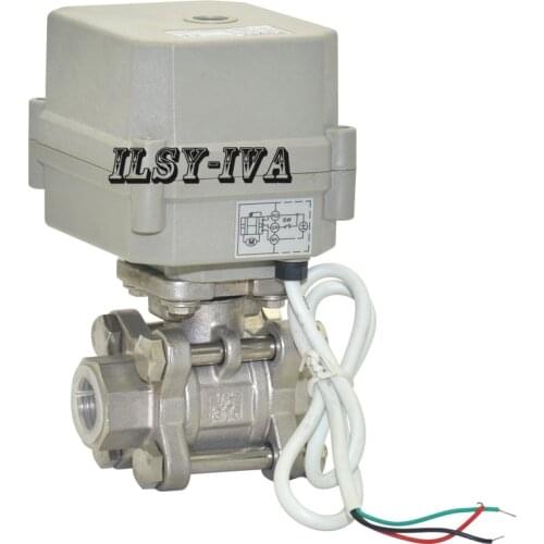DN15,DN20,DN25 three piece type electric ball valve,2 way AC110~230V stainless steel Motorized ball valve