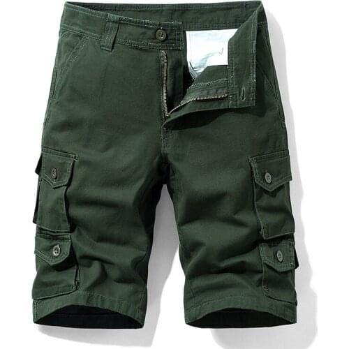 Cargo Shorts Men Cotton Bermuda Male New Fad Summer Mens Baggy Military Zipper Pants Male Army Green Tactical Shorts
