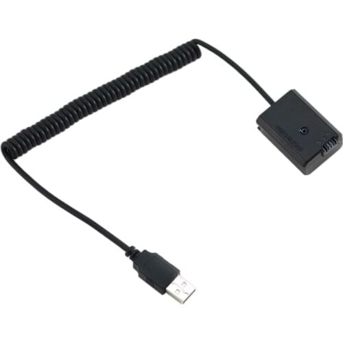 Coiled USB Cable to Np-FW50 Dummy Battery for Battery Bank A6000/A6100/A6300
