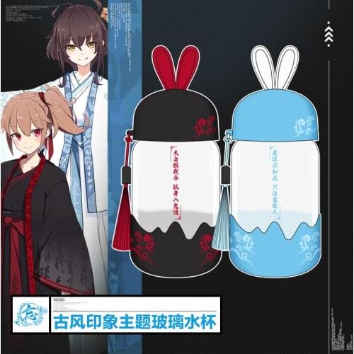 1Pc Anime Mo Dao Zu Shi Ancient Theme Glass Cup Wei Wuxian Lan Wangji Cute Rabbit Ears Water Cup Bottle Anime Around