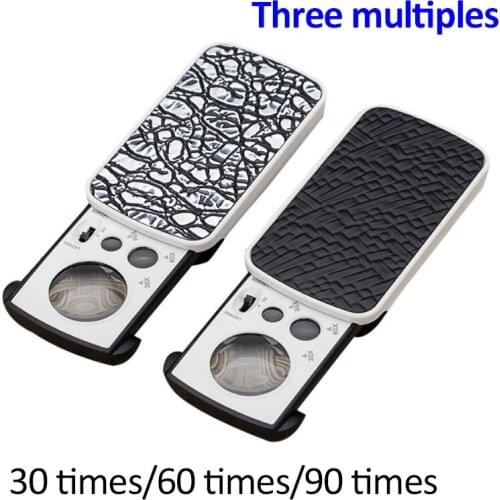 Magnifier 30X 60X 90X Jewelry Appraisal Reading Magnifying Glass High Magnification Acrylic Optical Lens Loupe With LED UV Light