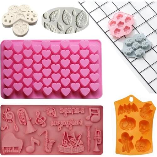 Musical Instrument Shape DIY Chocolate Silicone Mold Forms Gor Cooking Cake Decorating Baking Tools Accessories Heart Leaves owl
