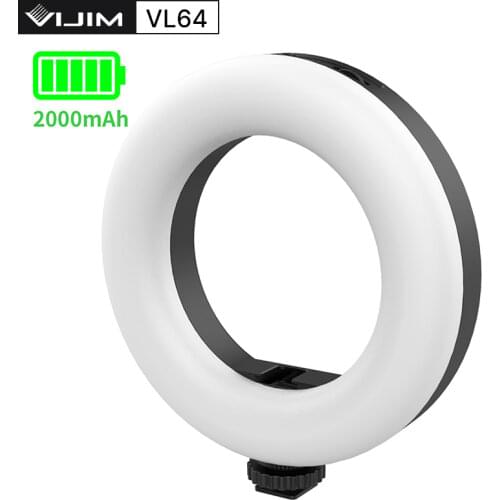 VIJIM VL64 led Ring Light 5w 3200K-6500k Dimmable Fill Light 2000 mAh Battery Live Streaming Photography Studio Video Light