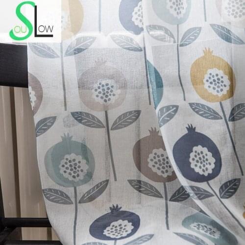 Slow Soul fenghua Curtain Simple Fresh Living Room Floral Cortinas Tulle Curtains For Kitchen Bedroom Children Sheer Fabric Kids