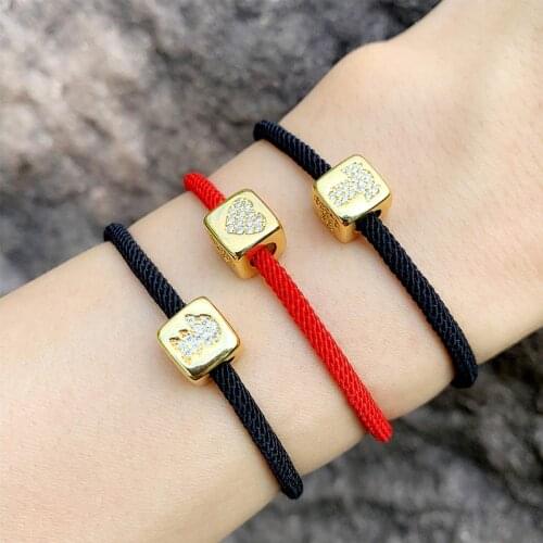 Gold Filled Red Thread Initial Name Bracelets For Women 26 Alphabet Letter Bracelet DIY Charm CZ Cubic Zirconia Jewelry brtc32