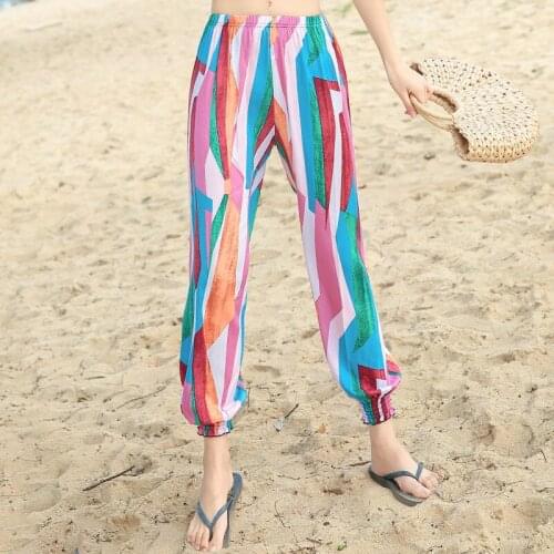 HOT Summer Womens pants Haren pants Knickerbockers Beach pants Anti mosquito trousers Loose Casual Oversize All-match Fashion