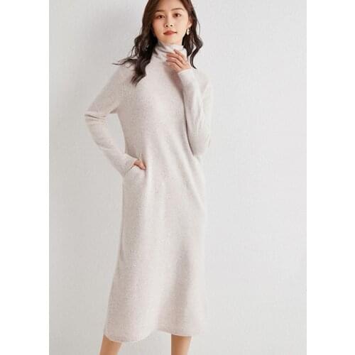 Adishree 2020 women winter Cashmere sweaters and autumn women knitted Pullovers High Quality Long Dresses Female Trutleneck