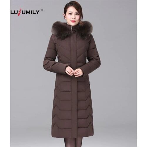 Lusumily Winter Women Long Warm Thick Jacket Female Chaqueta Mujer Cotton Coat Wadded Down Jackets Plus Size 6XL Parkas Outwear