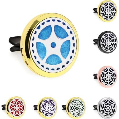 Gold Color Bilk Gear Ribbon 30mm Magnet Open Essential Oil Car Vent Clip Perfume Locket Car Diffuser Locket Free 10 Pads