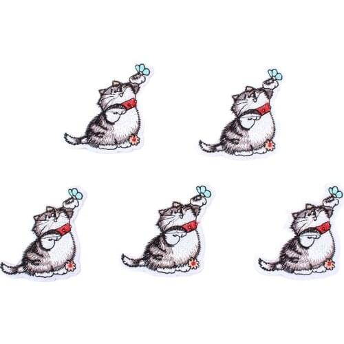10pcs/lot Cartoon Cute Cat Patch Embroidered Iron On Clothing Stickers DIY Jeans Coats Badge Handmade Appliques Sew On Patches