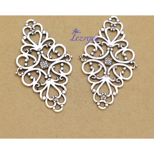 15pcs/lot--25x41mm, Antique silver plated Hollow Filigree Flower connector charms,DIY supplies,Jewelry accessories