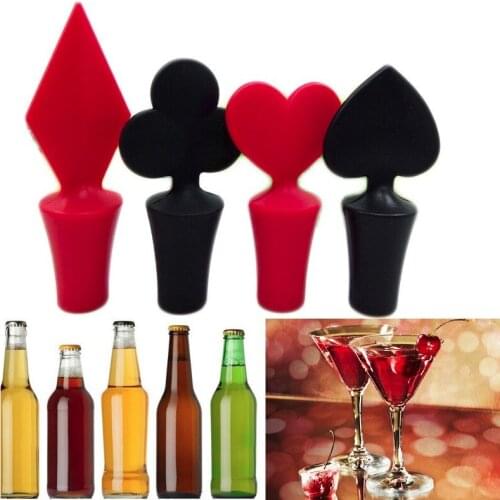 4 Styles Silicone Poker Shaped Wine Stopper Vacuum Sealed Wine Bottle Stopper Creative Bar Tool lin4964